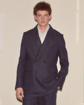 Lightweight Linen Double-Breasted Suit Jacket - Midnight