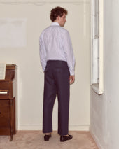 Lightweight Linen Side-Buckle Trousers - Midnight