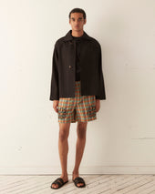 Beaded Floral Madras Shorts