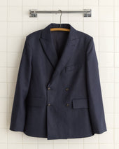 Linen Double-Breasted Suit Jacket - Midnight