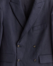 Linen Double-Breasted Suit Jacket - Midnight