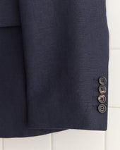 Linen Double-Breasted Suit Jacket - Midnight