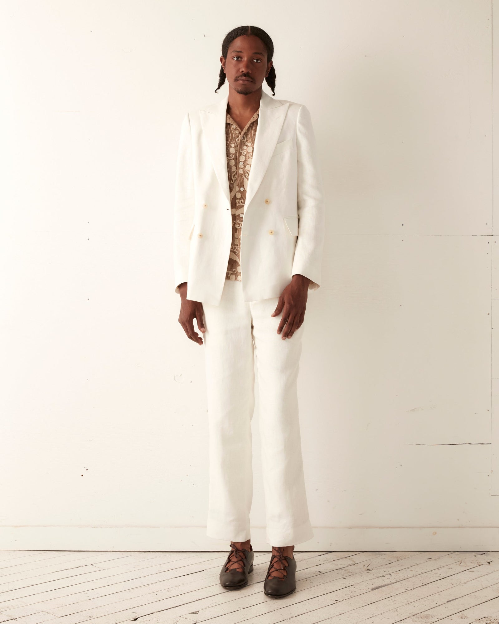 Linen Double Breasted Suit Jacket
