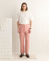 Lightweight Linen Side-Buckle Trousers - Pink
