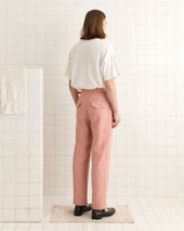 Lightweight Linen Side-Buckle Trousers - Pink