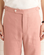 Lightweight Linen Side-Buckle Trousers - Pink