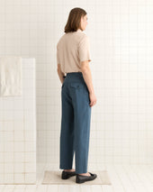 Lightweight Linen Side-Buckle Trousers - Teal