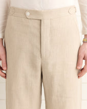 Lightweight Linen Side-Buckle Trousers - Wheat