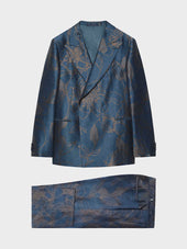Abito Norma Doppiopetto Jacquard In Lino E Seta Blu