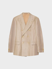 Giacca Norma Doppiopetto In Lino E Lana Beige