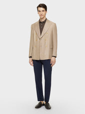 Giacca Norma Doppiopetto In Lino E Lana Beige