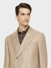 Giacca Norma Doppiopetto In Lino E Lana Beige