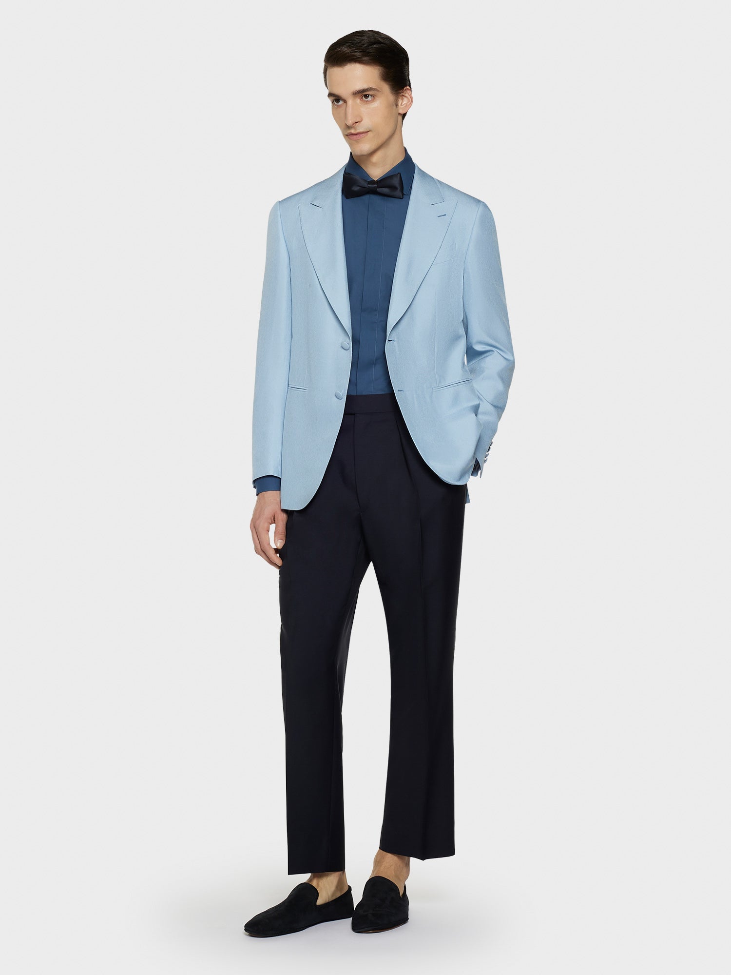 Giacca Norma In Shantung Di Seta Azzurro