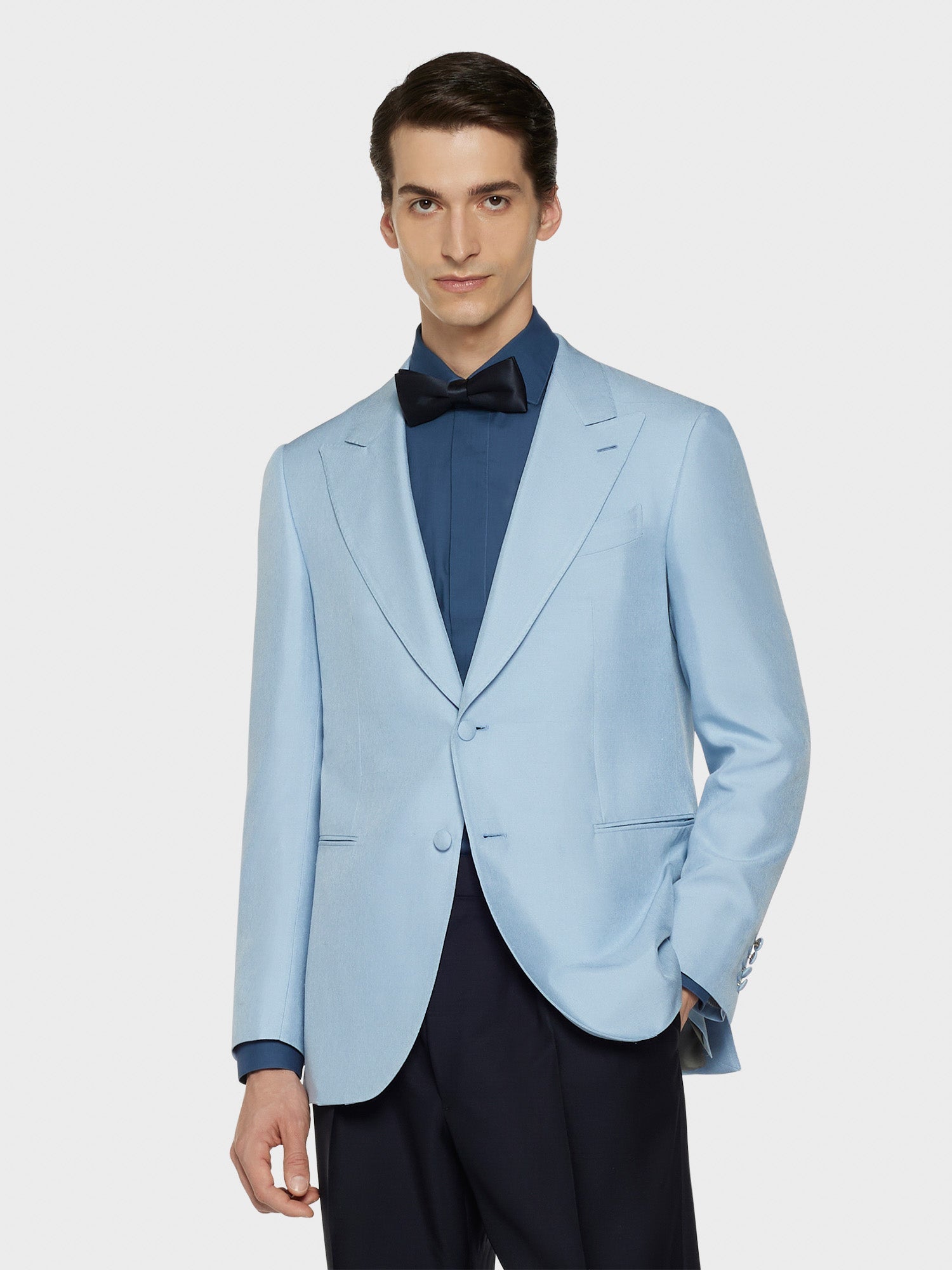 Giacca Norma In Shantung Di Seta Azzurro