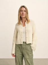 Natural Soft Spun Cotton Collared Cardigan