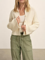 Natural Soft Spun Cotton Collared Cardigan