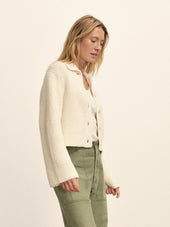 Natural Soft Spun Cotton Collared Cardigan
