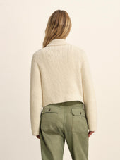 Natural Soft Spun Cotton Collared Cardigan
