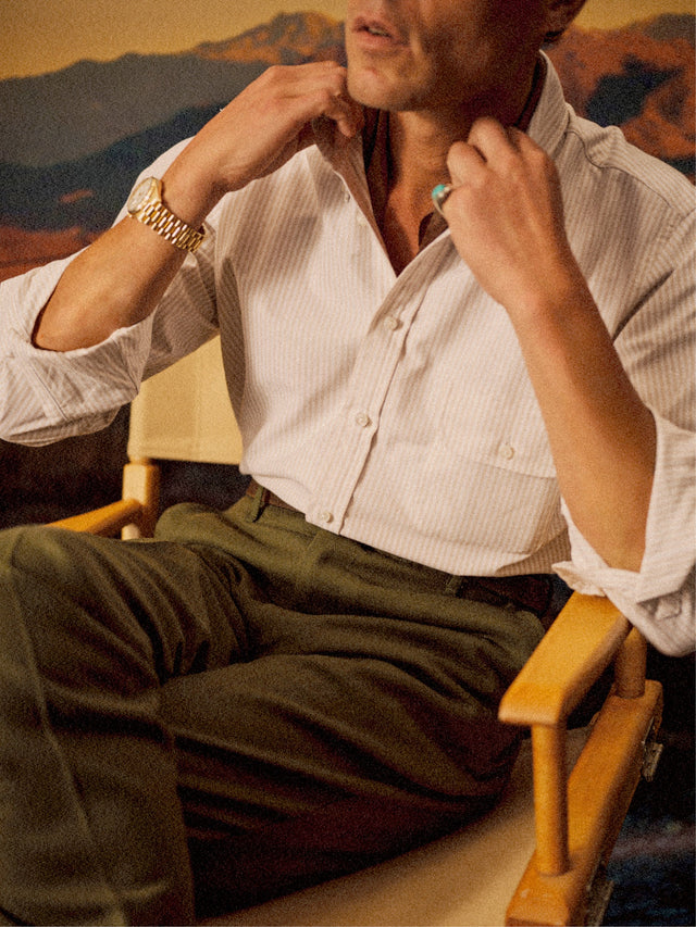 Brown/White Stripe Bryceland's X Buck Mason Perfect OCBD Shirt