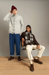V Neck Lambswool Cardigan In Light Grey