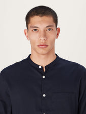 The All Day Shirt Linen Collarless Linen