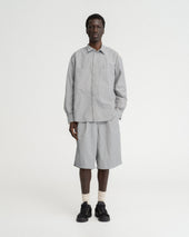 EMERY PLEATED BIG SHORTS - FOG GRAY FEATHERWEIGHT MICRO RIPSTOP NYLON