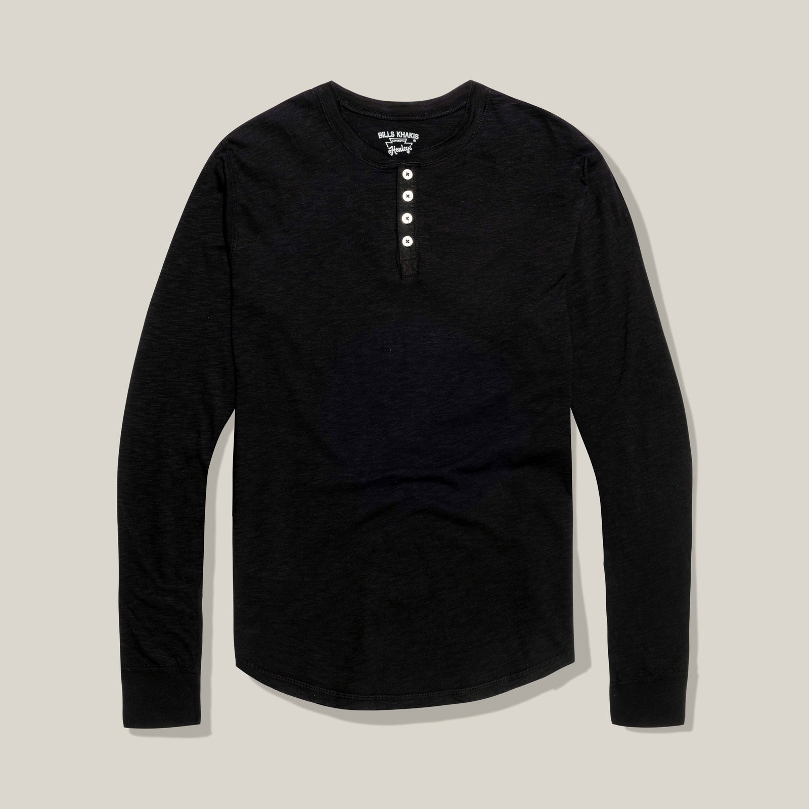 Lightweight Slub Cotton Henley – Standard Fit –Black