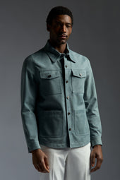 Aqua Suede Double Overshirt