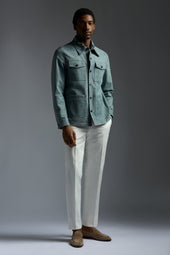 Aqua Suede Double Overshirt