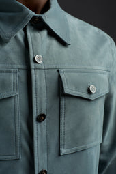 Aqua Suede Double Overshirt