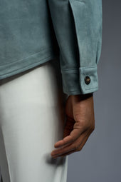 Aqua Suede Double Overshirt