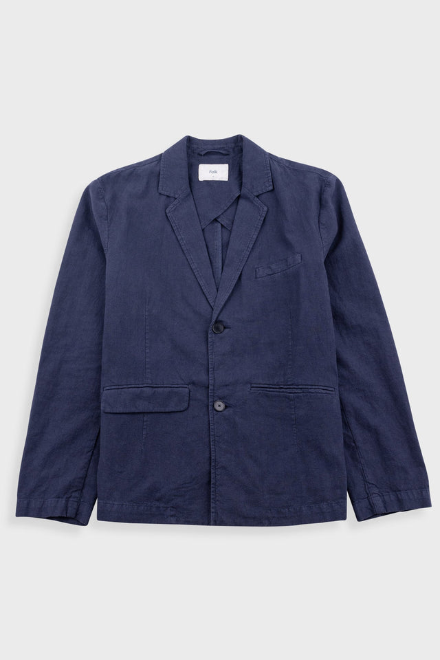Lunar Blazer - Dark Navy Cotton Linen