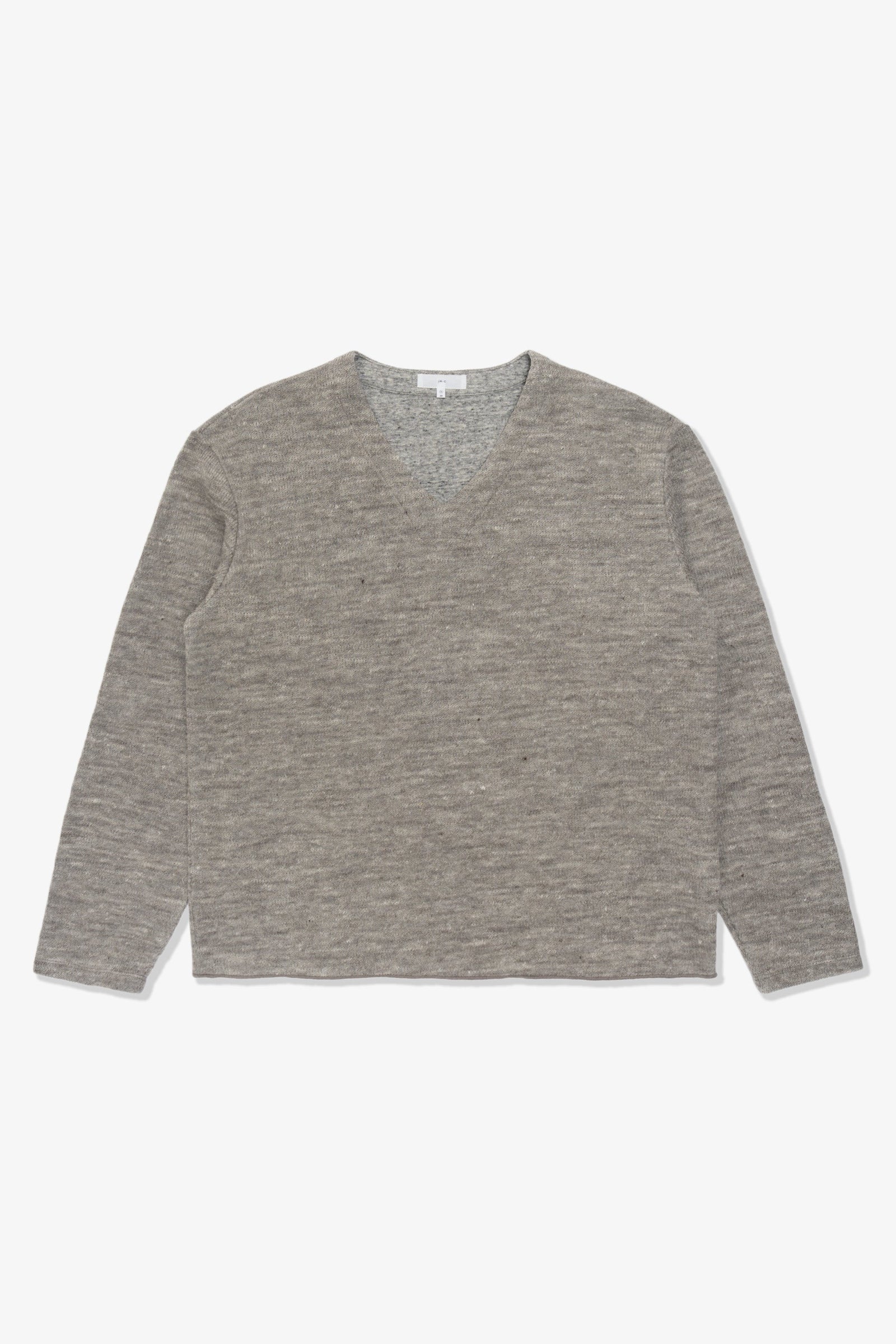 Linen Wool V Neck Grey Melange