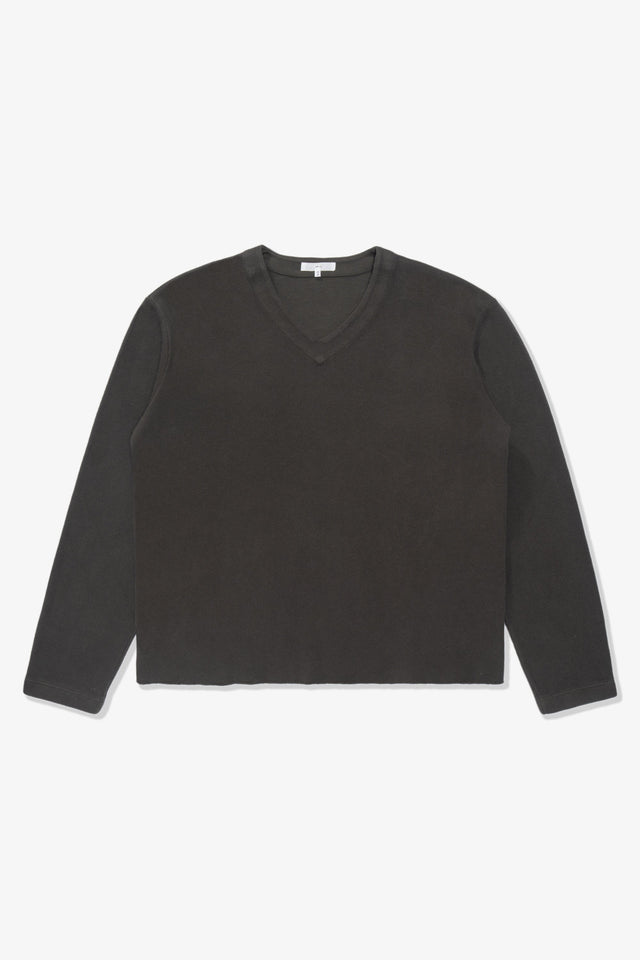 CROPPED V-NECK SWEATER - PEWTER