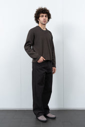 CROPPED V-NECK SWEATER - TIMBER
