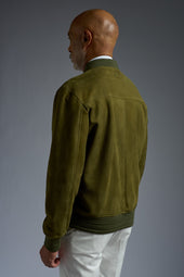 Aqua Suede Varsity Bomber