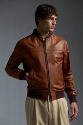 Light Leather Evolution Varsity Bomber