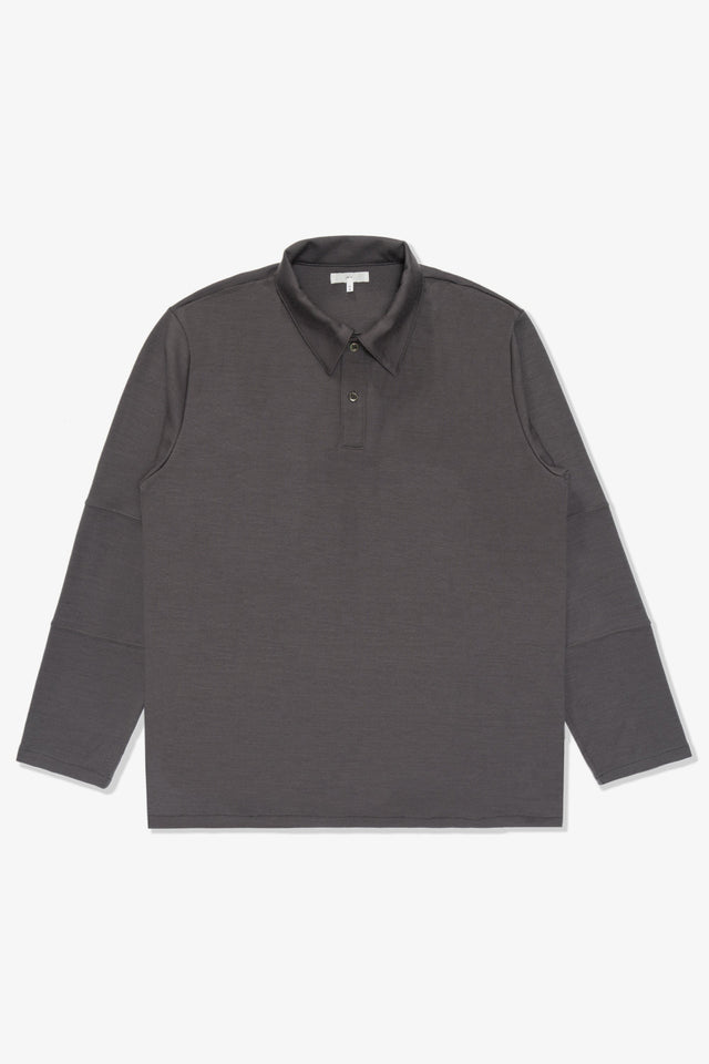 WOOL JERSEY POLO - SLATE GREY