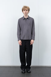 WOOL JERSEY POLO - SLATE GREY