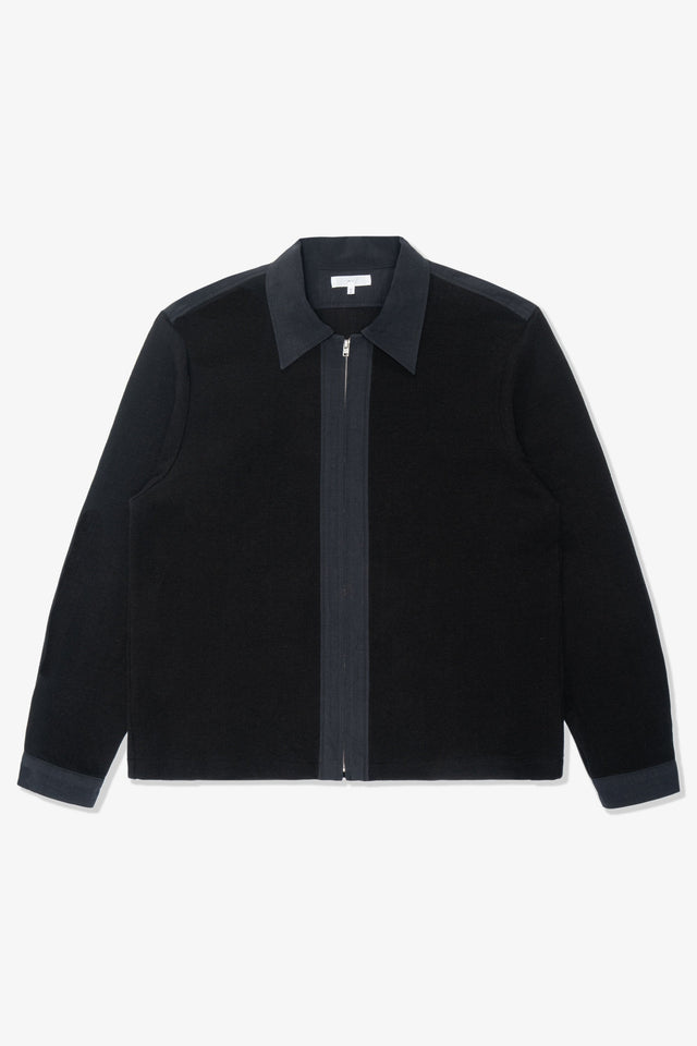 DOUBLE KNIT ZIP SHIRT - BLACK