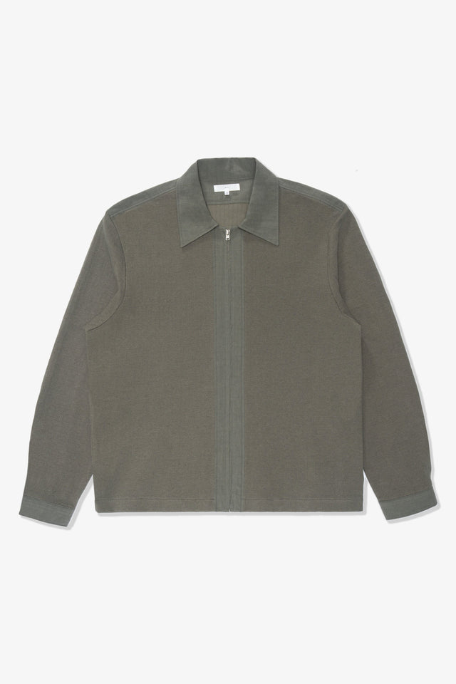 DOUBLE KNIT ZIP SHIRT - DARK KELP