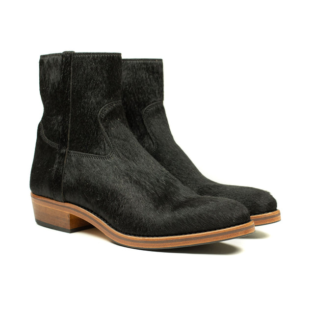 Clint side-zip boots black hair-on calf (restock)