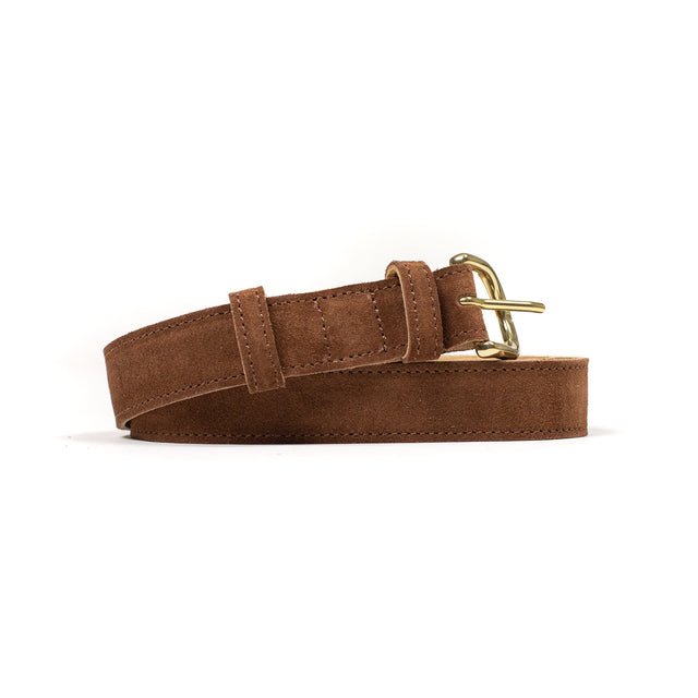 One-inch belt in rust suede