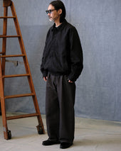 Pleated Workwear Pants Slub Cotton Work Blues