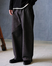 Pleated Workwear Pants Slub Cotton Work Blues