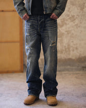 Distressed Washed Worker Jeans