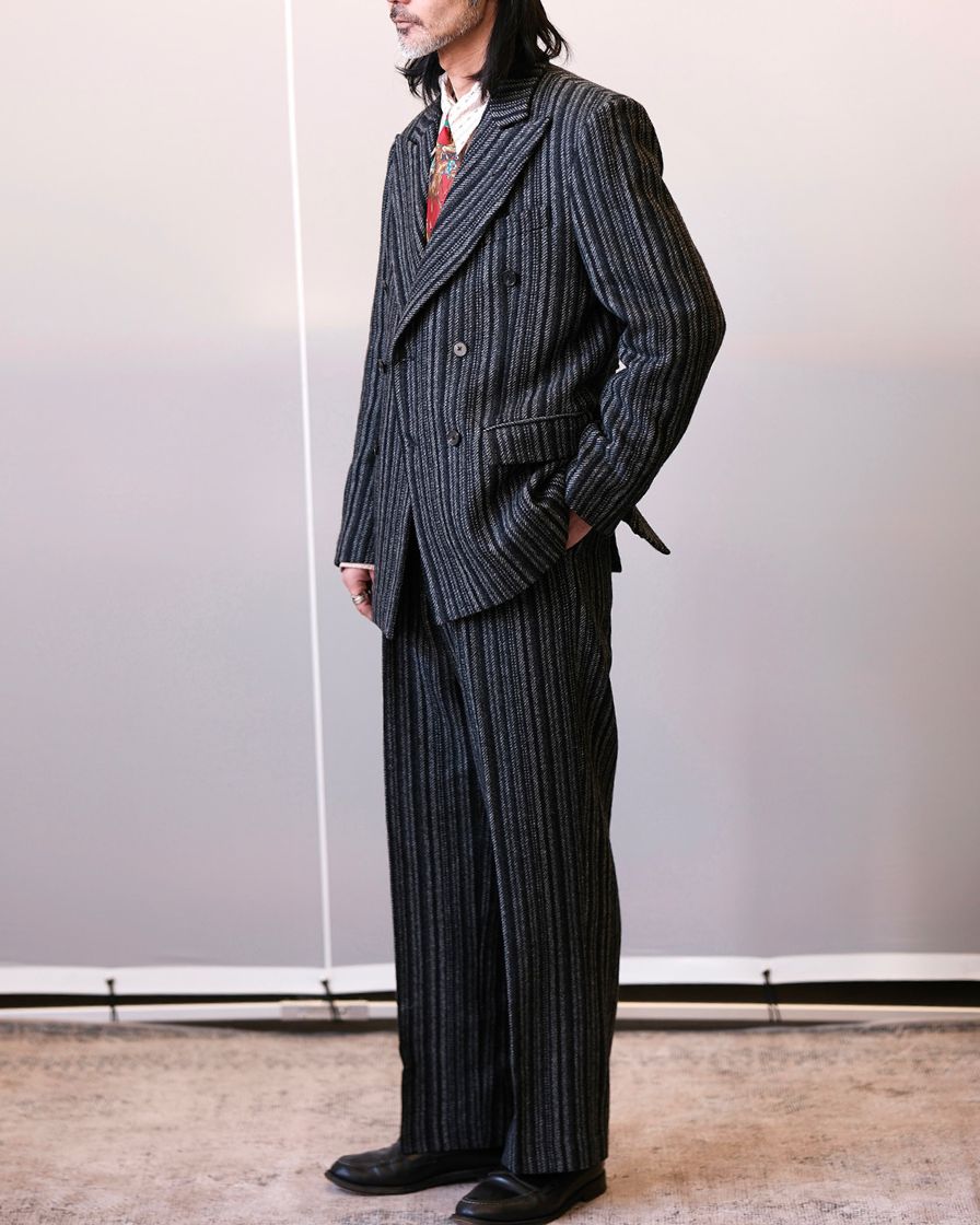 Striped Two Piece Suits Peak Lapel Jacket