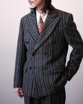 Striped Two Piece Suits Peak Lapel Jacket