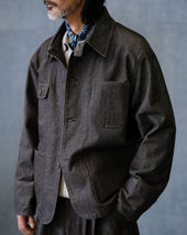 French Chore Denim Jacket Work Blues