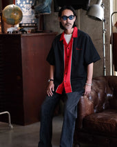 Red Placket Panel Bowling Shirt